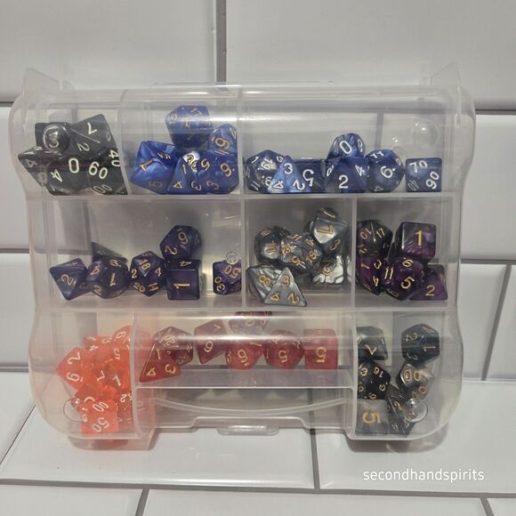 DnD Dice Set + Storage Box  Polyhedral Dice with Bonus Fantasy Art ~2 Field Bks - Picture 6 of 12